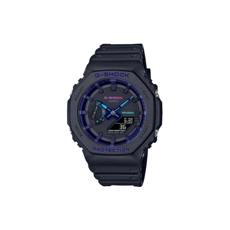 G-SHOCK Men's GA2100VB-1A Analog-Digital Watch, Black / Blue Violet