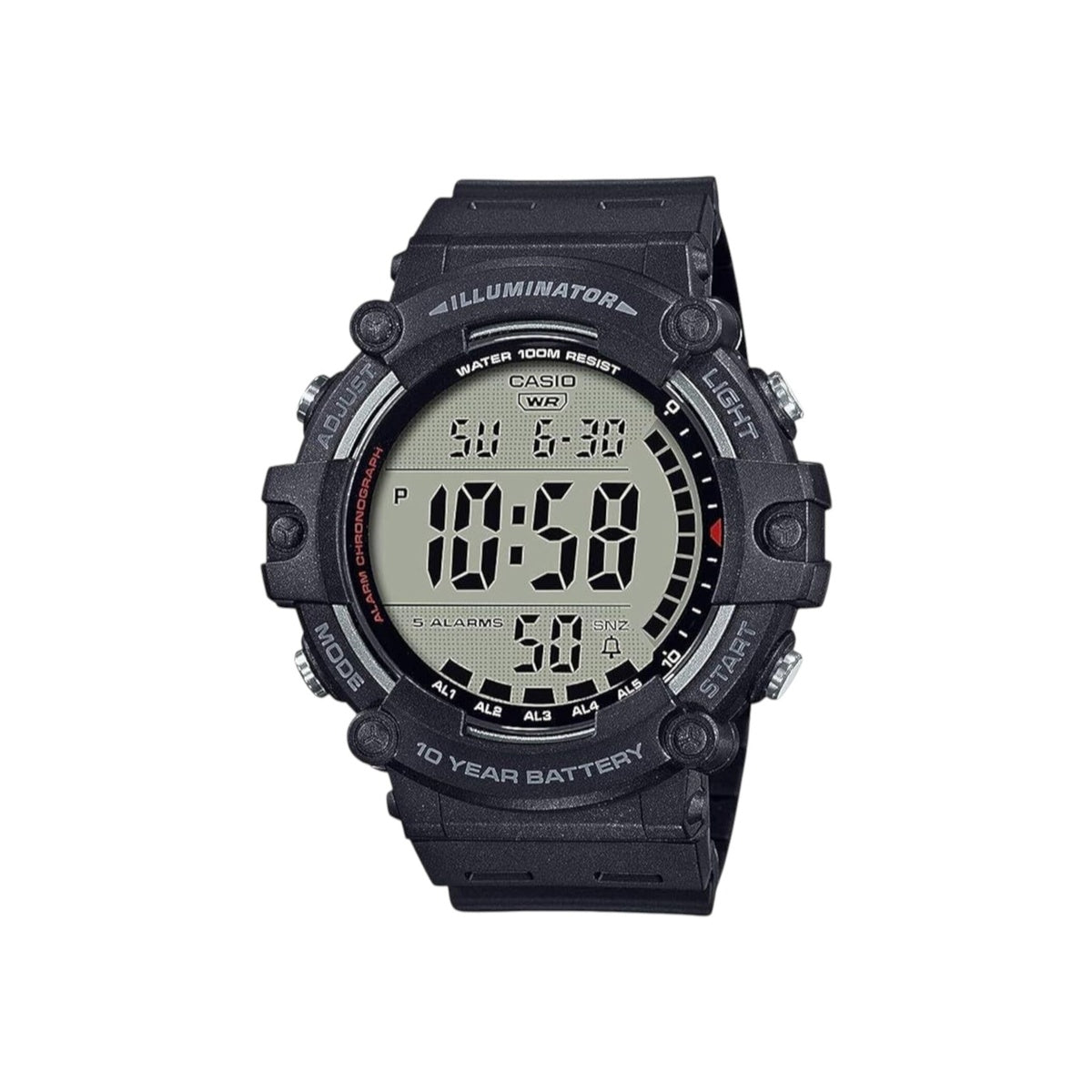 CASIO AE1500WH-1A Unisex Black Digital Watch with Black Band