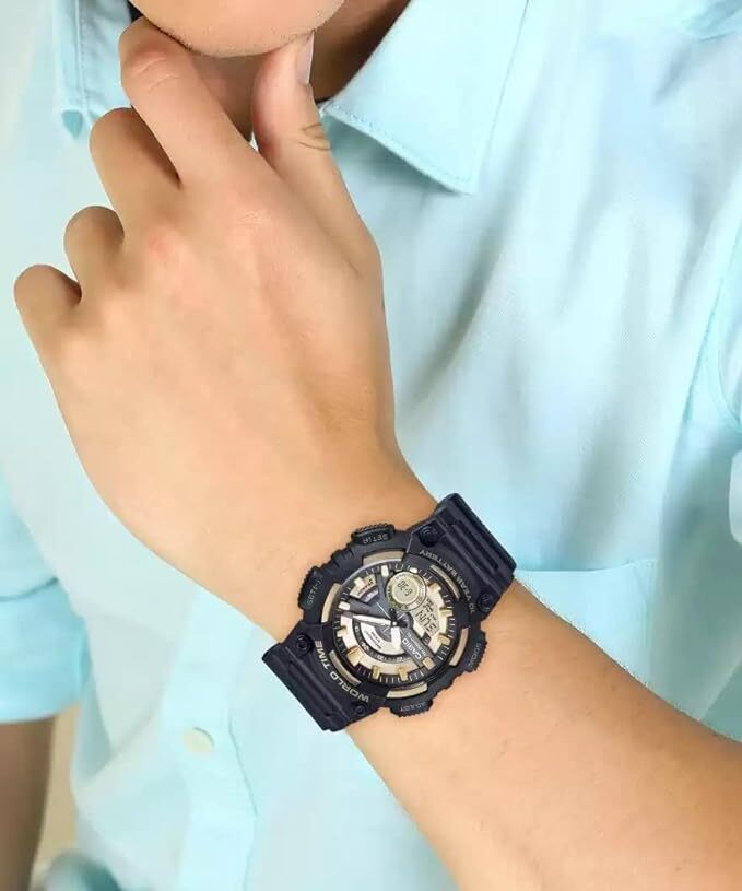CASIO AEQ-110BW-9A Unisex Black/Gold Analog/Digital Watch Black Band AU Stock