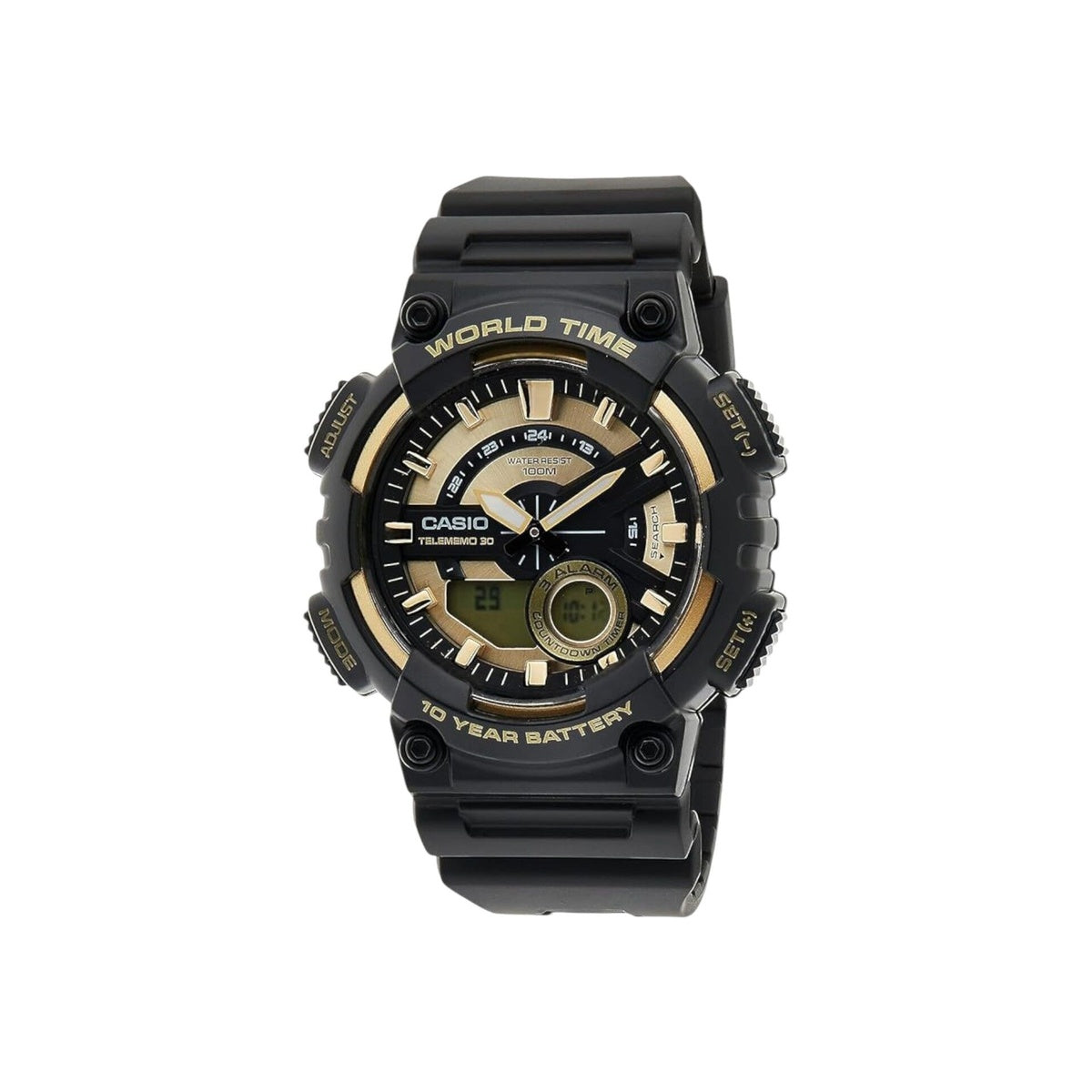 CASIO AEQ110BW-9A Unisex Black/Gold Analog/Digital Watch with Black…