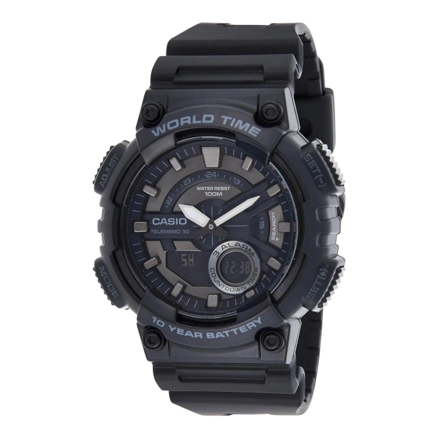 Casio AEQ-110W-1BV Mens Analog Digital Watch 100M World Time 10...