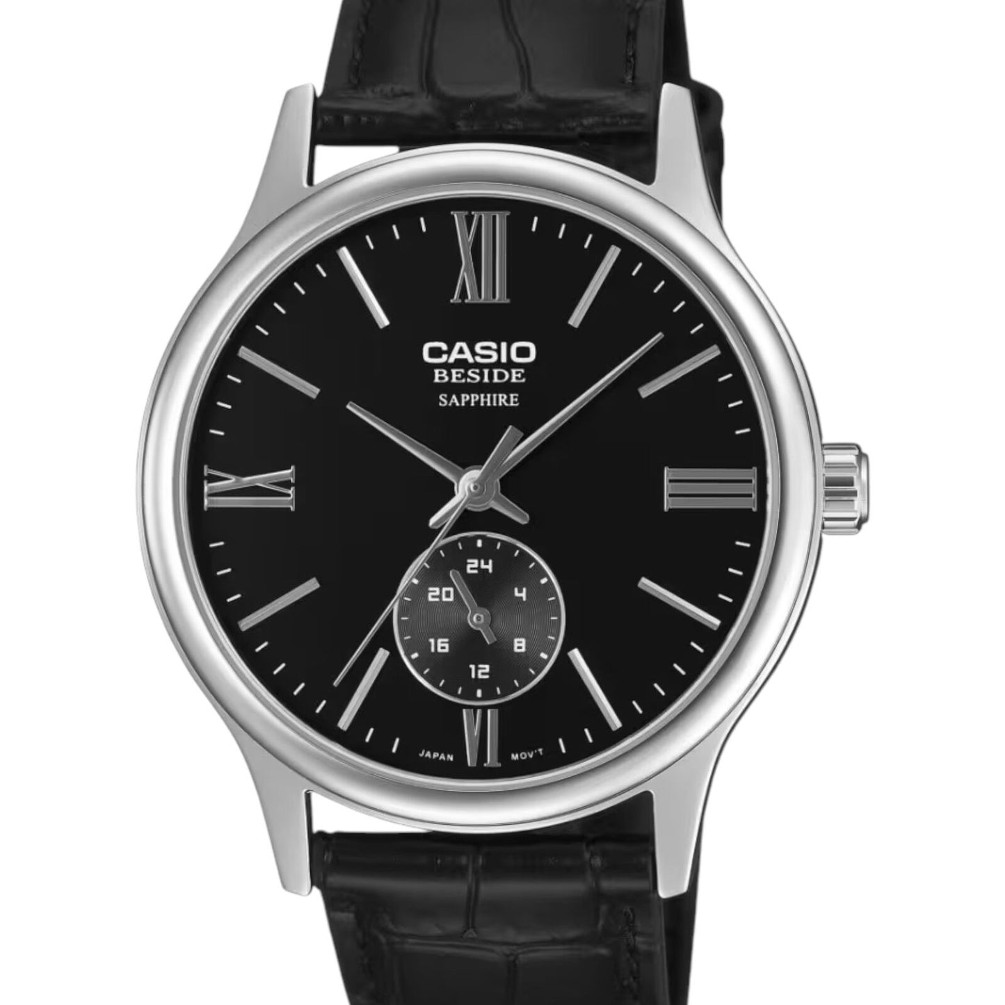 Casio BMS-100L-1AV Mens Watch Black Dial Black Leather Sapphire 50M