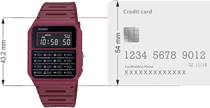 Casio CA-53WF-4B Red Vintage Retro Style Unisex Digital Calculator Watch