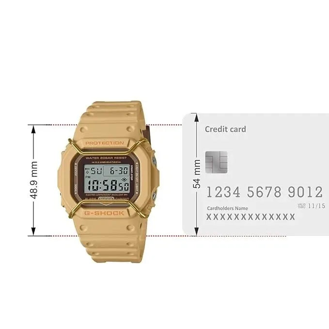 Casio G Shock DW5600PT 5DR Cream Gold Digital Watch 200M Alarm Timer
