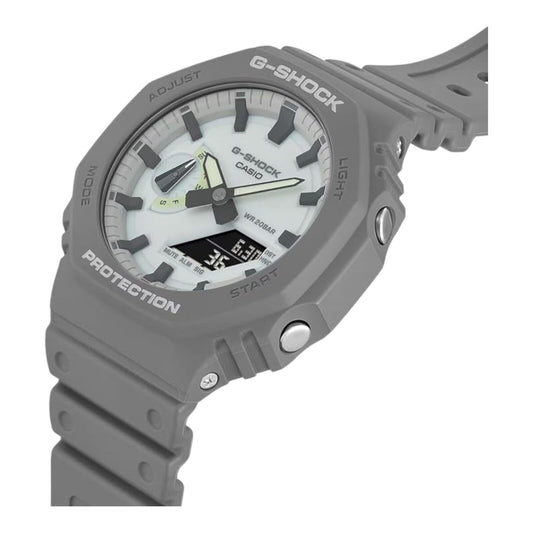 Casio G-Shock GA-2100HD-8 Mens Grey White Analogue Digital Watch Glow Dial 200M