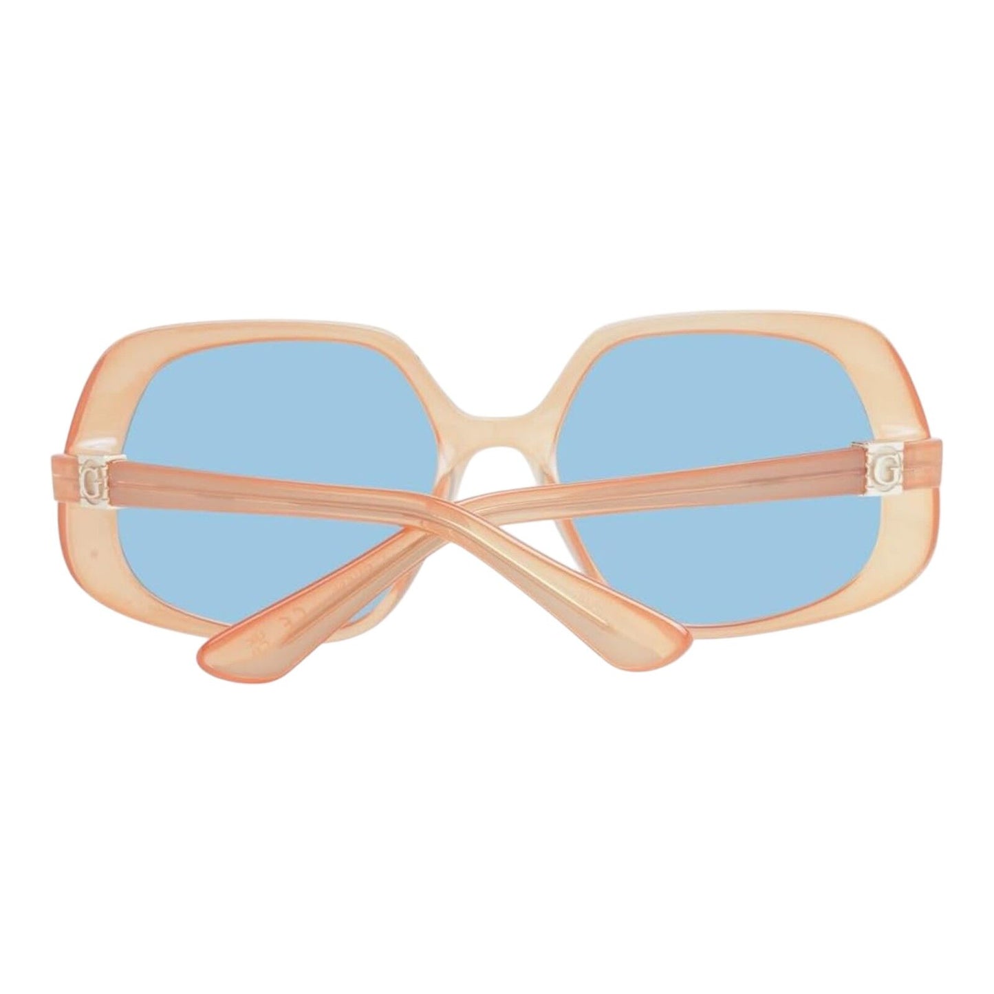Guess Women’s GU7862 Beige Frame Blue Lens Oversized Sunglasses