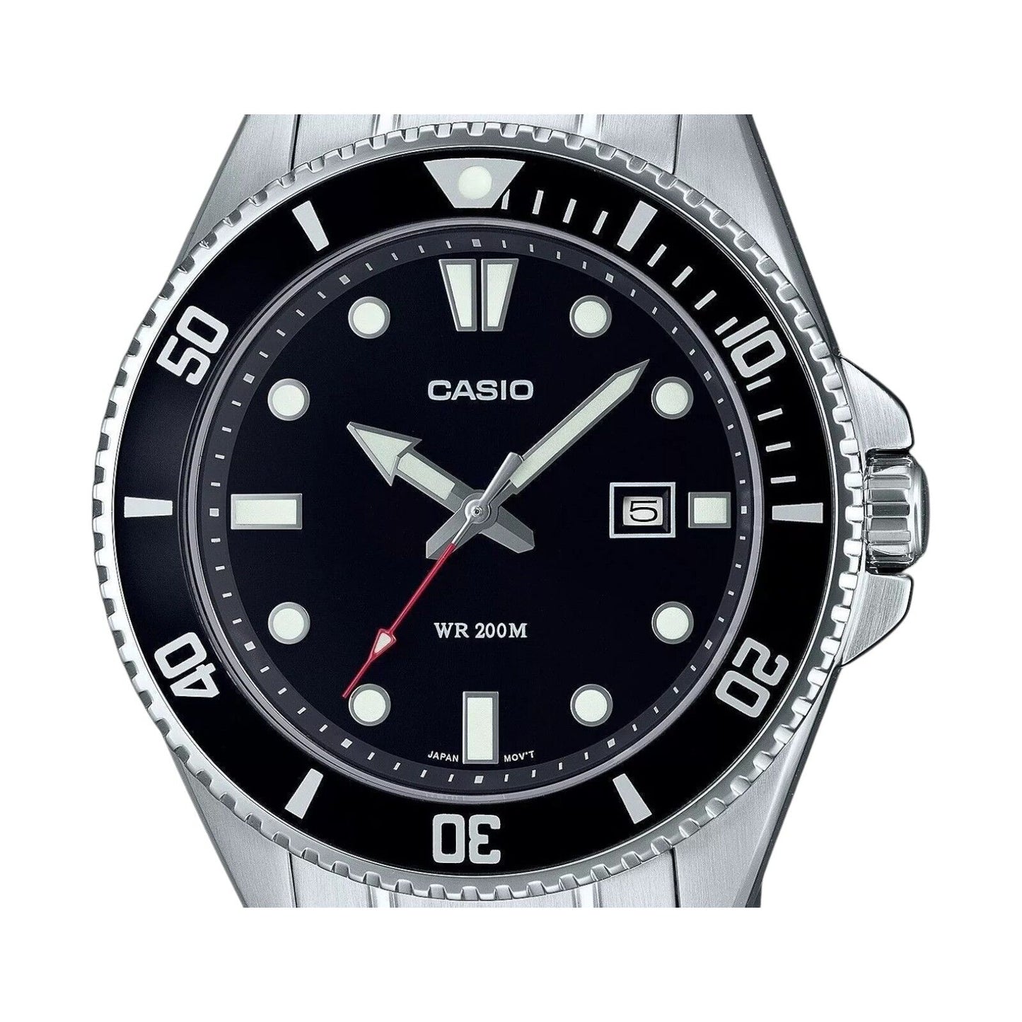 Casio MDV-107D-1A1 Analog Black Dial Quartz 200M Men Stainless Steel Sport Watch