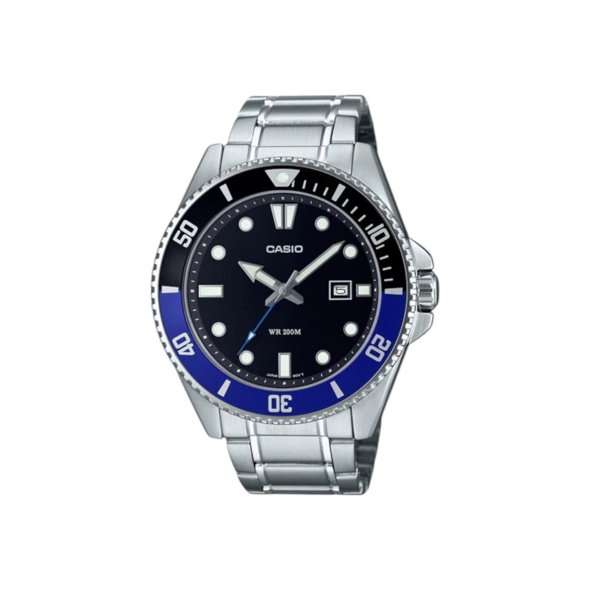 Casio MDV107D-1A2 Analog Silver Strap Unisex Adult Watch, Black/Blue…