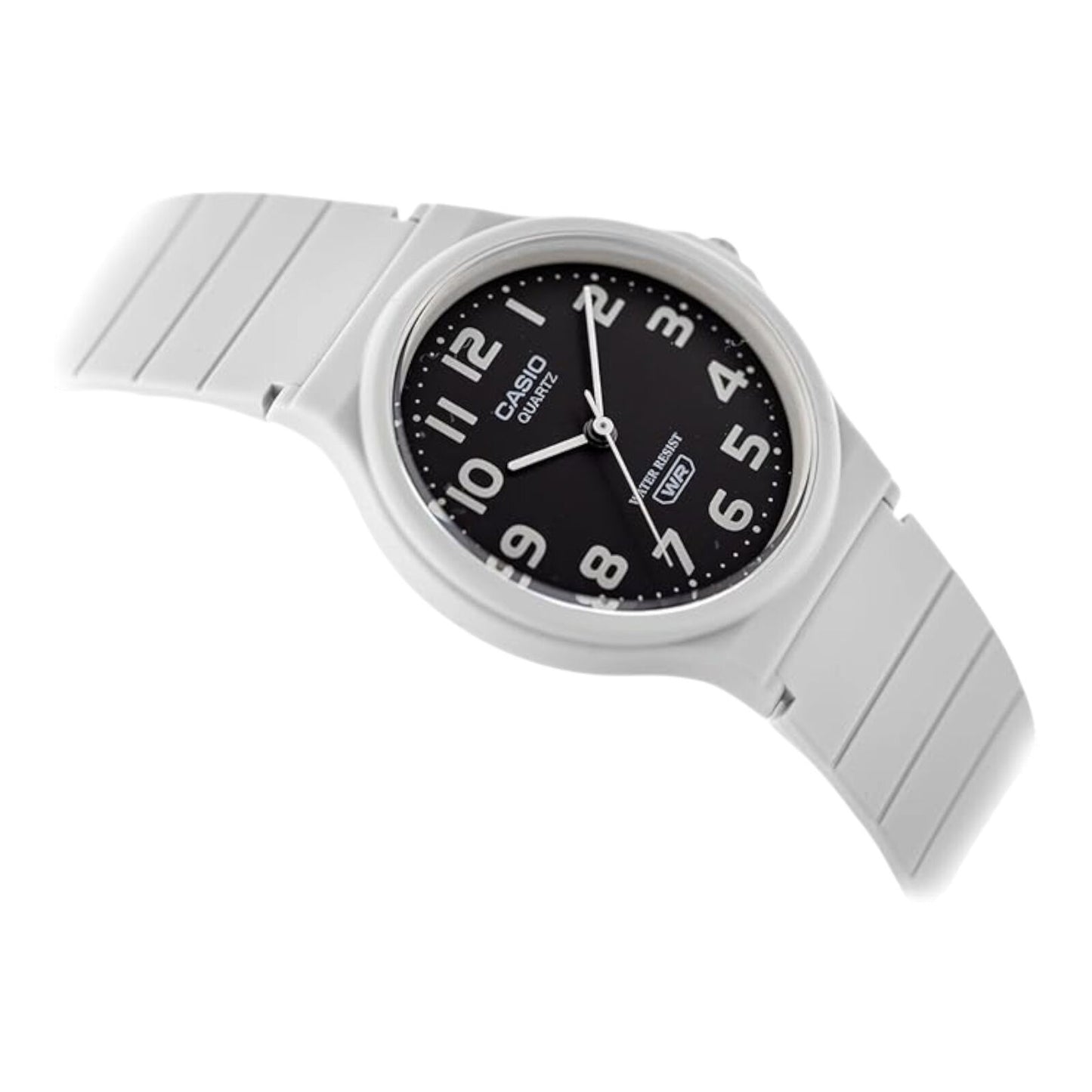 Casio MQ-24UC-8B Unisex Analog Watch Black Dial White Strap Water Resistant