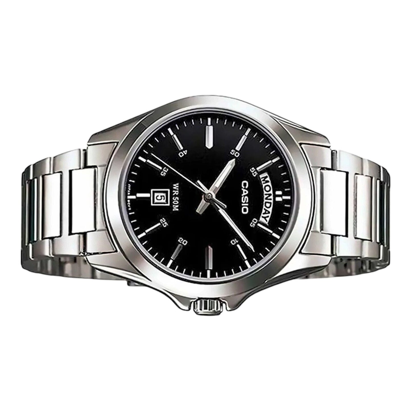 Casio MTP-1370D-1A1V Black Dial Silver Stainless Steel Analog...