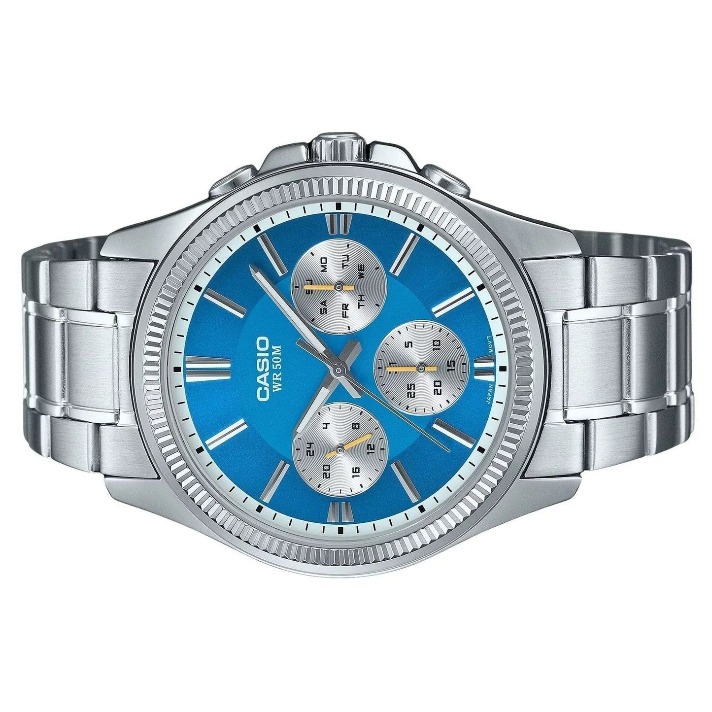 Casio Enticer Analog Stainless Steel Blue Dial Quartz...