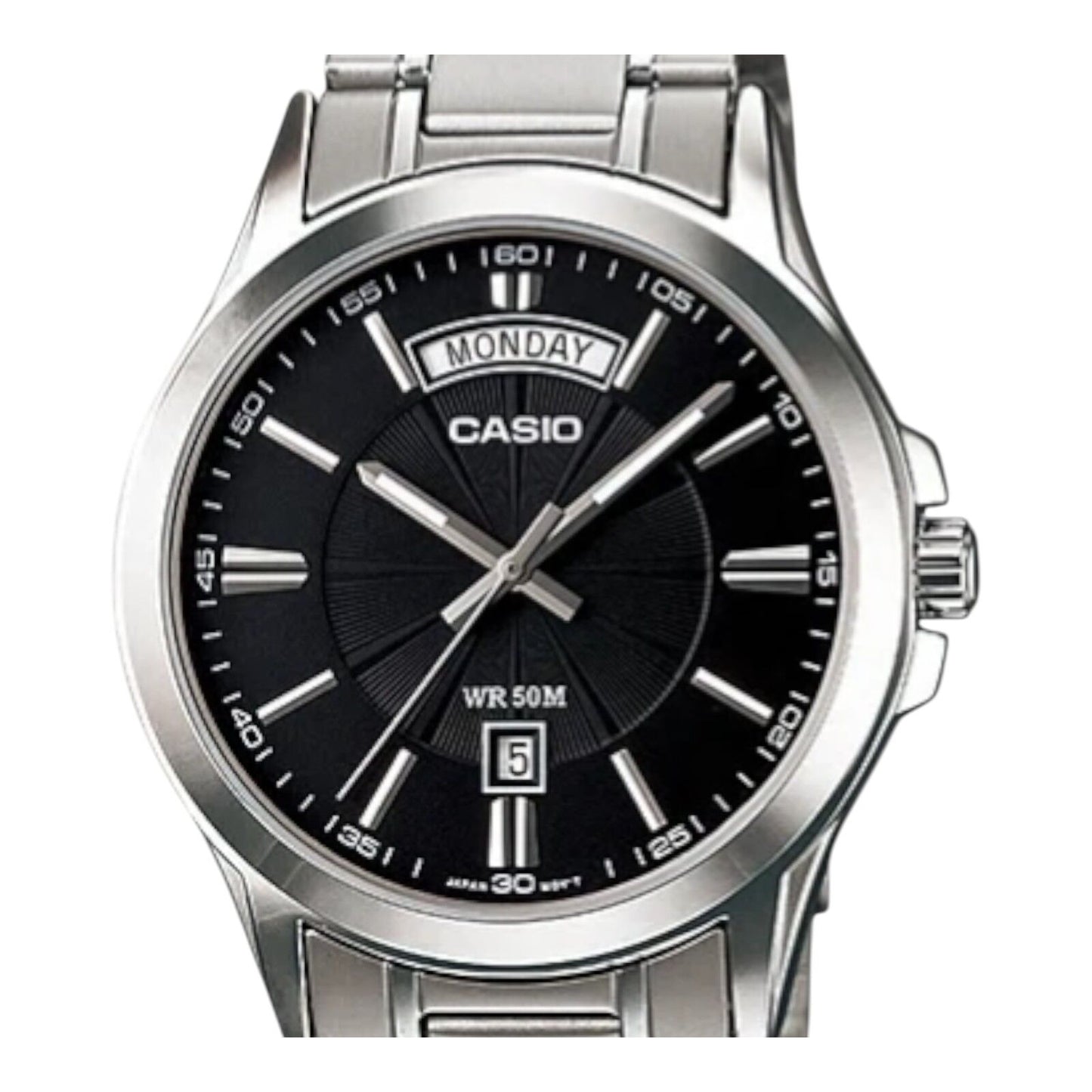Casio MTP-1381D-1A Men’s Watch Black Dial Silver Stainless Steel...