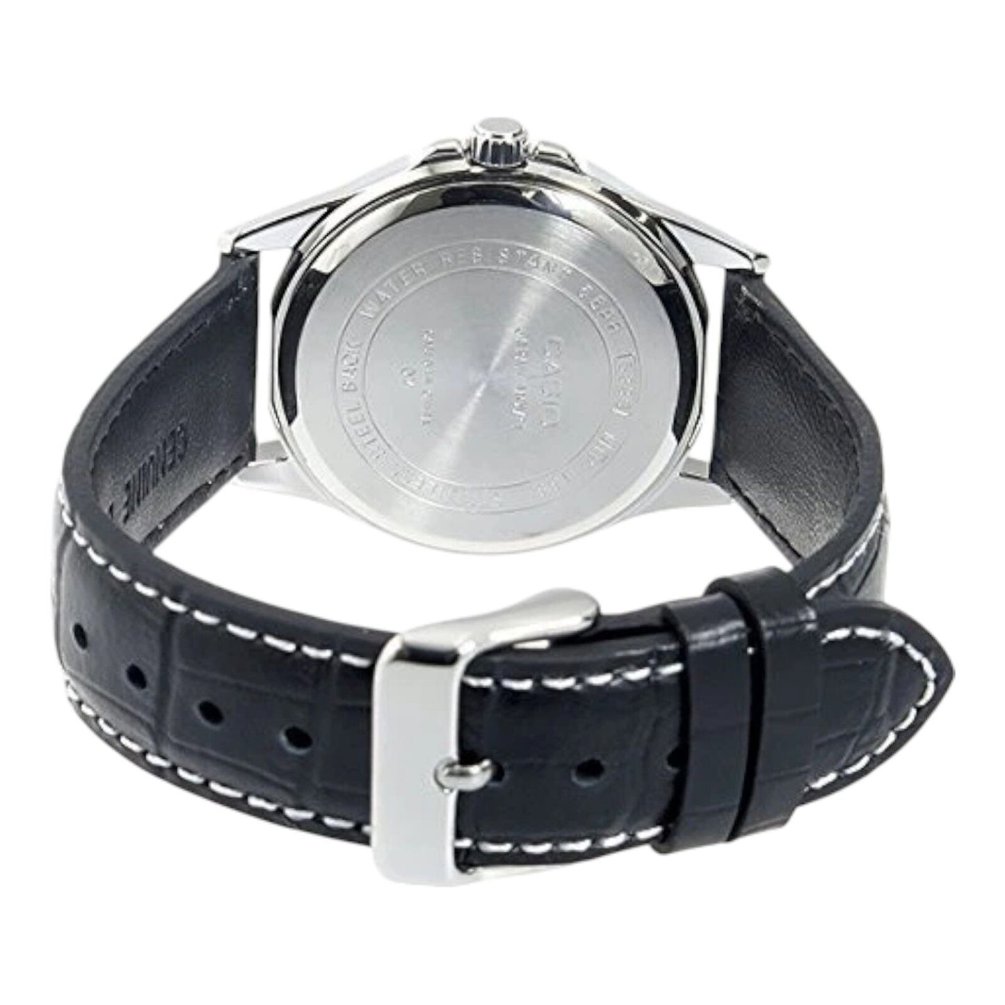 Casio MTP-1381L-1AV Black Dial Leather Band Analog Watch Day Date...