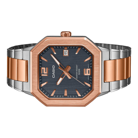 Casio MTP-B195RG-2AV Mens Watch Blue Dial Rose Gold Steel Bracelet Date 50m