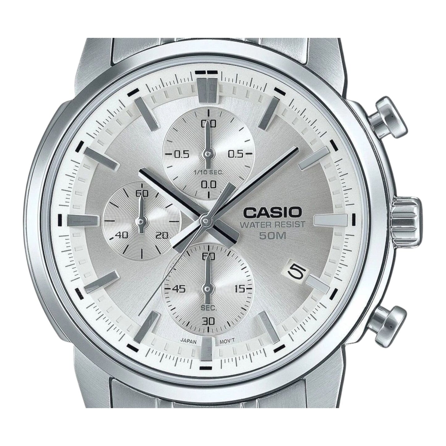 Casio MTP-E510D-7AV Mens Chronograph Silver Dial Stainless Steel...