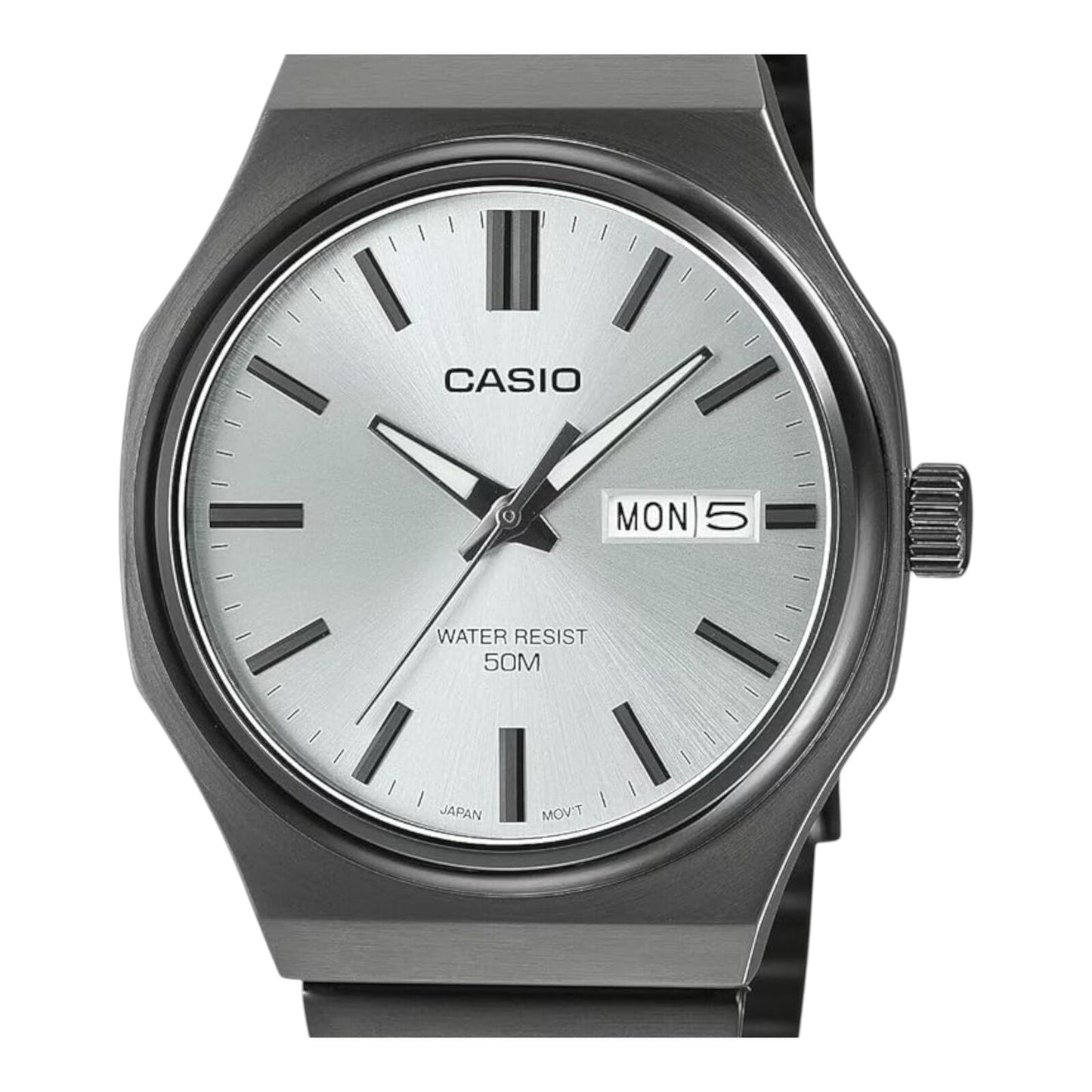 Casio MTP-E735B-7AV Mens Watch Silver Dial Black Ion Plated Steel...