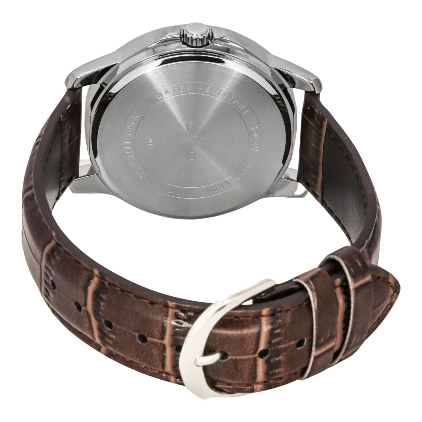 Casio MTP-V004L-7C Mens Watch White Dial Leather Strap Date Display Water Resist