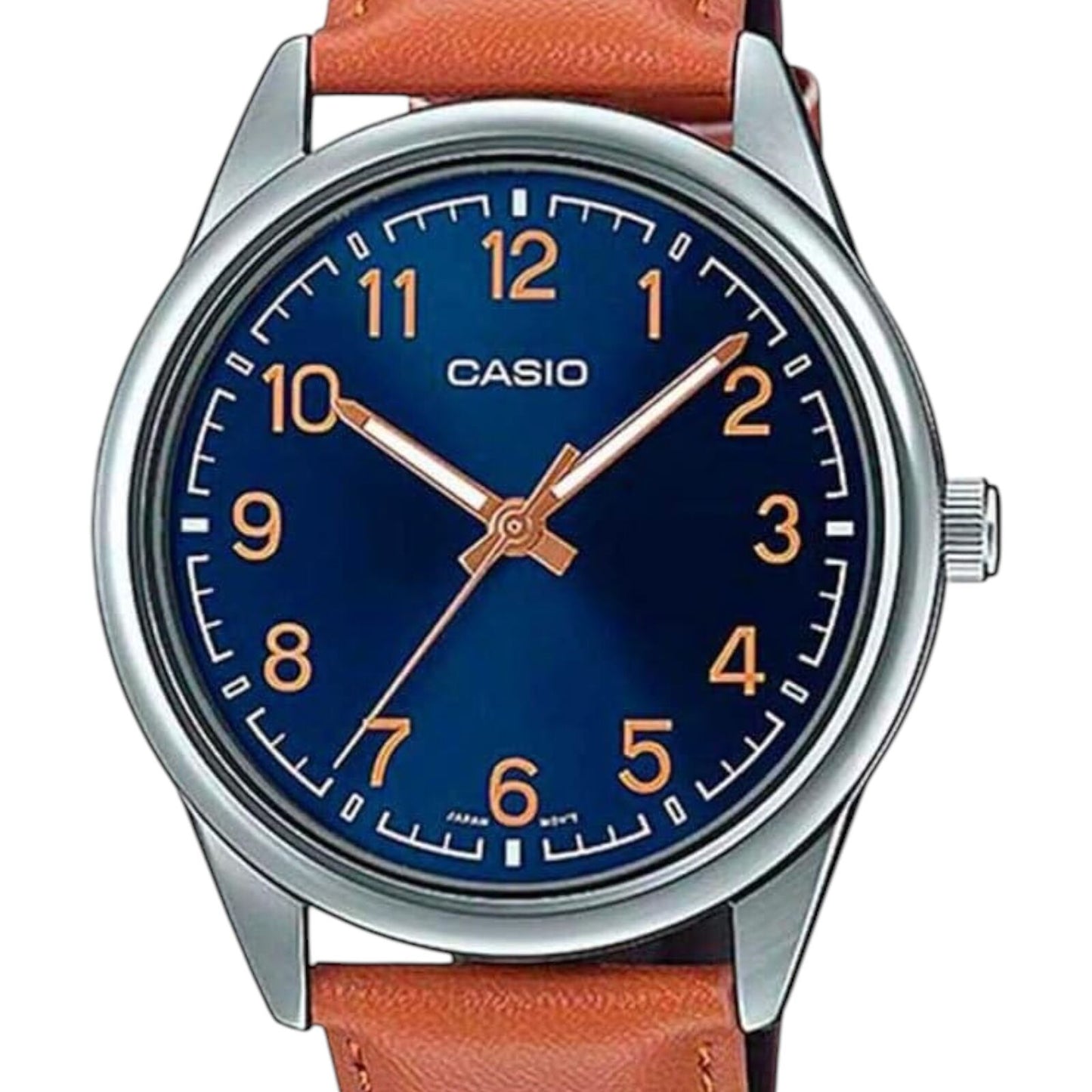 Casio MTP-V005L-2B4 Mens Watch Blue Dial 40mm Quartz Leather Band Water Resist