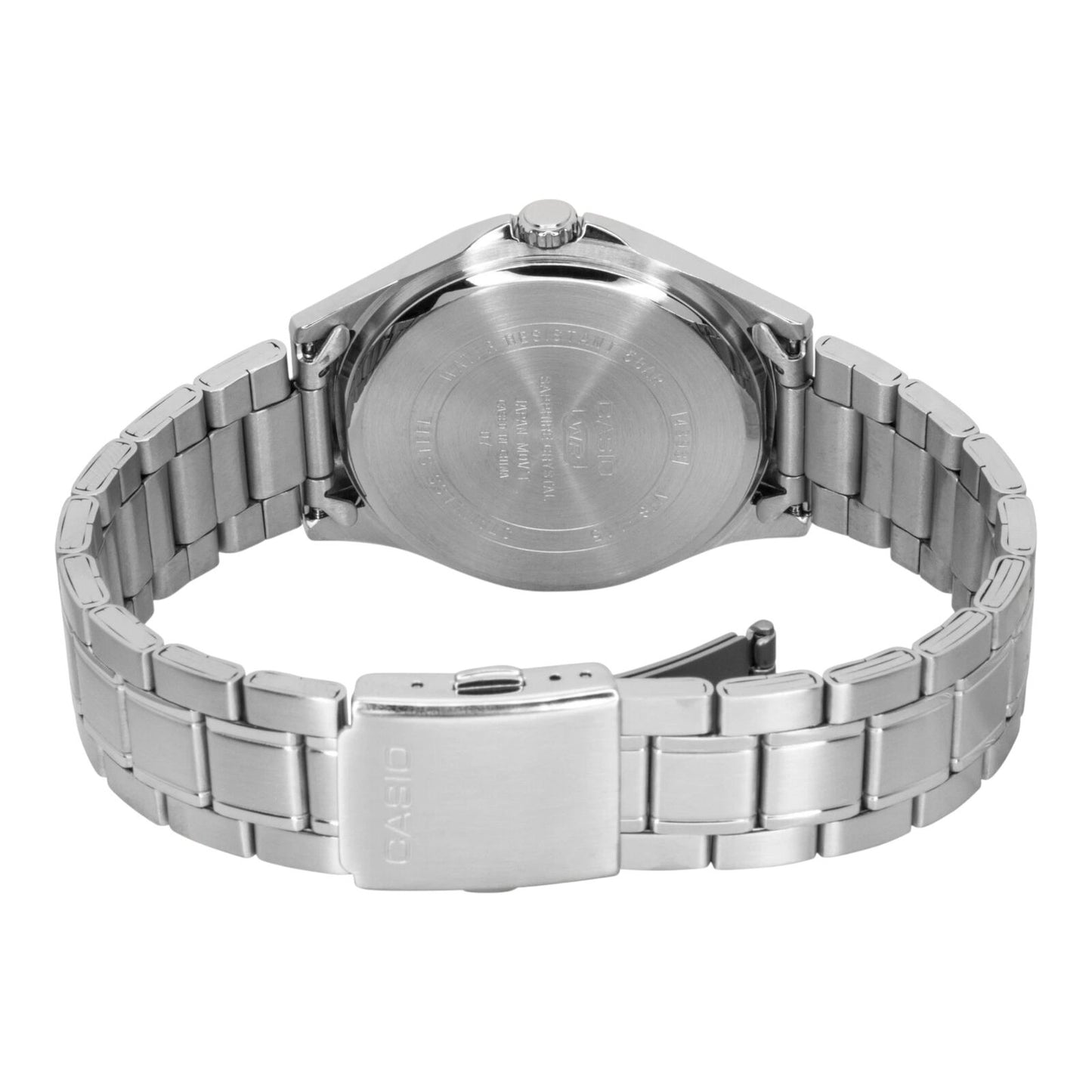 Casio MTS-115D-1AV Mens Analogue Watch Sapphire Crystal Date Silver Steel Band