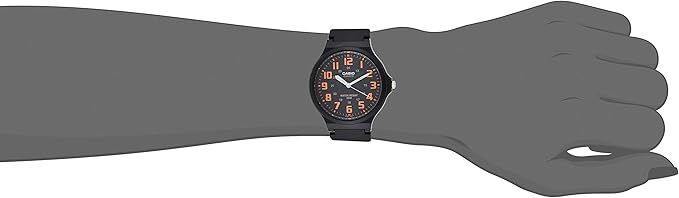 Casio MW-240-4BVDF Black Resin Band Orange Markers Analog 50M Men’s Watch