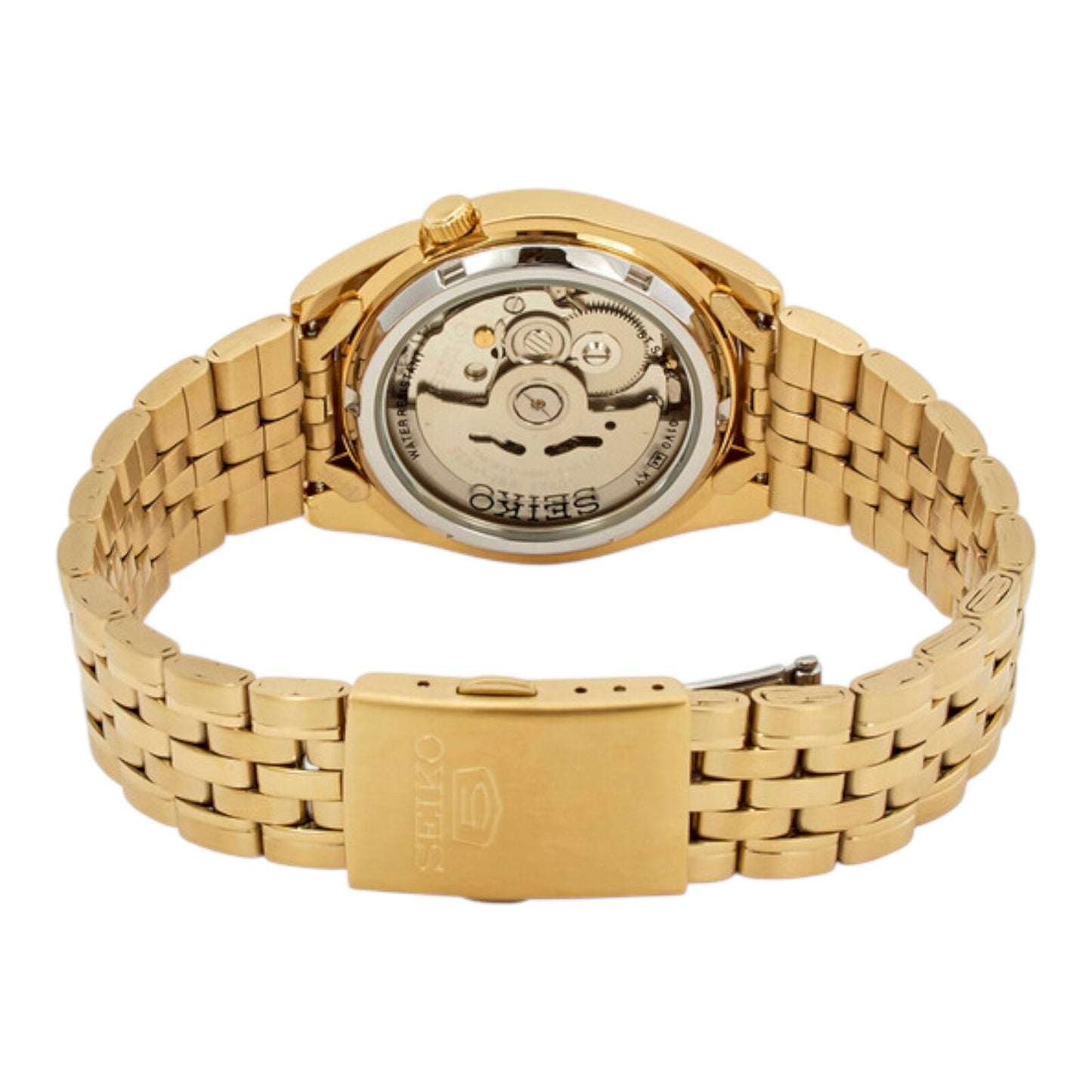 Seiko SNK366 Mens Automatic Watch Gold Dial 37mm Japan Movt 7S26 Stainless