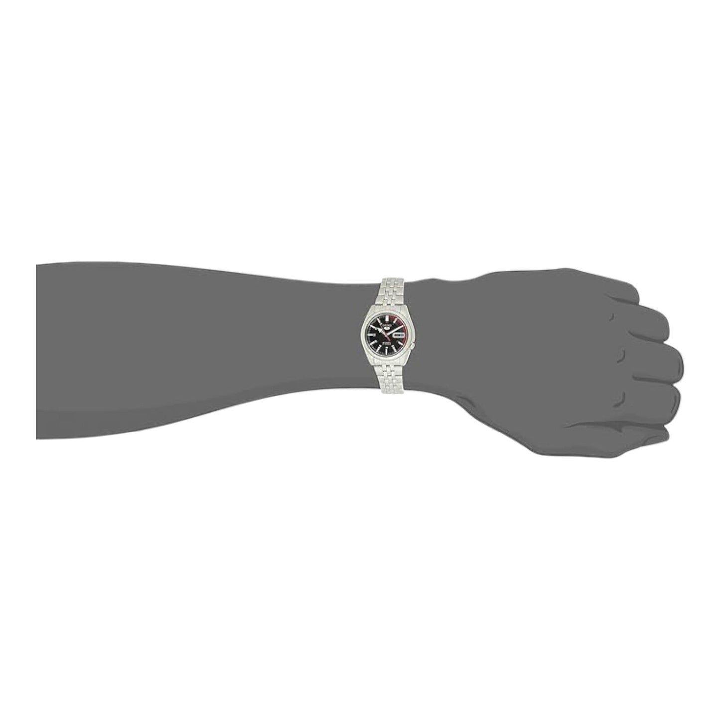 Seiko SNK375K Men’s Automatic Stainless Steel Watch Black Dial Day Date 37mm