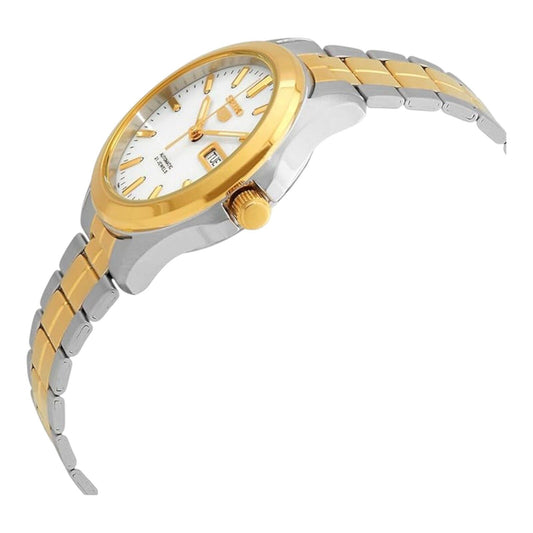Seiko SNKK94K1 White Dial Two Tone Automatic Mens Watch Day Date 37mm