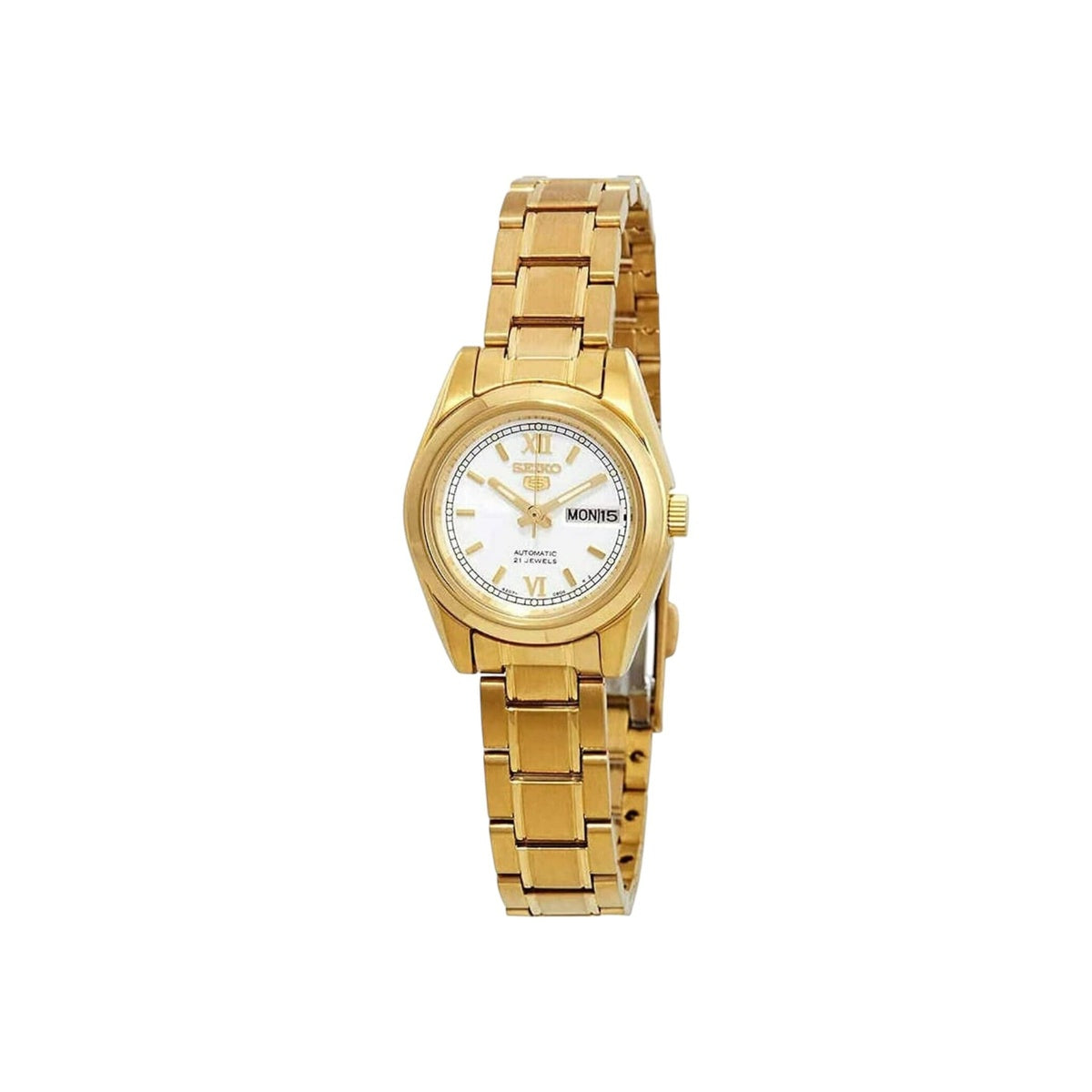 Seiko 5 SYMK30 K1 Gold With White Dial Women's Automatic Analog Watch