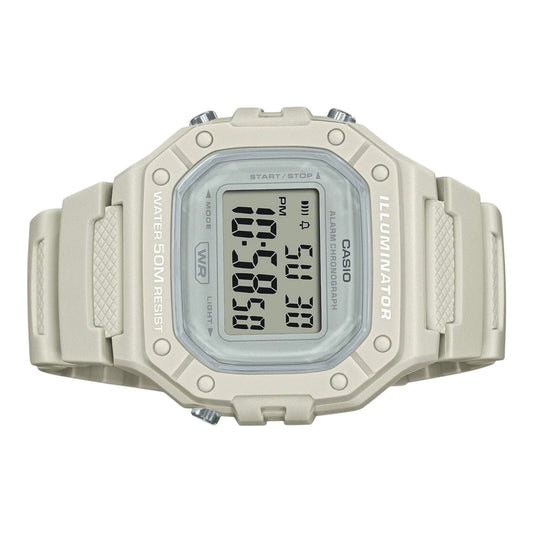 Casio W-218HC-8A White Dial White Resin Band LED Alarm Stopwatch Digital Watch
