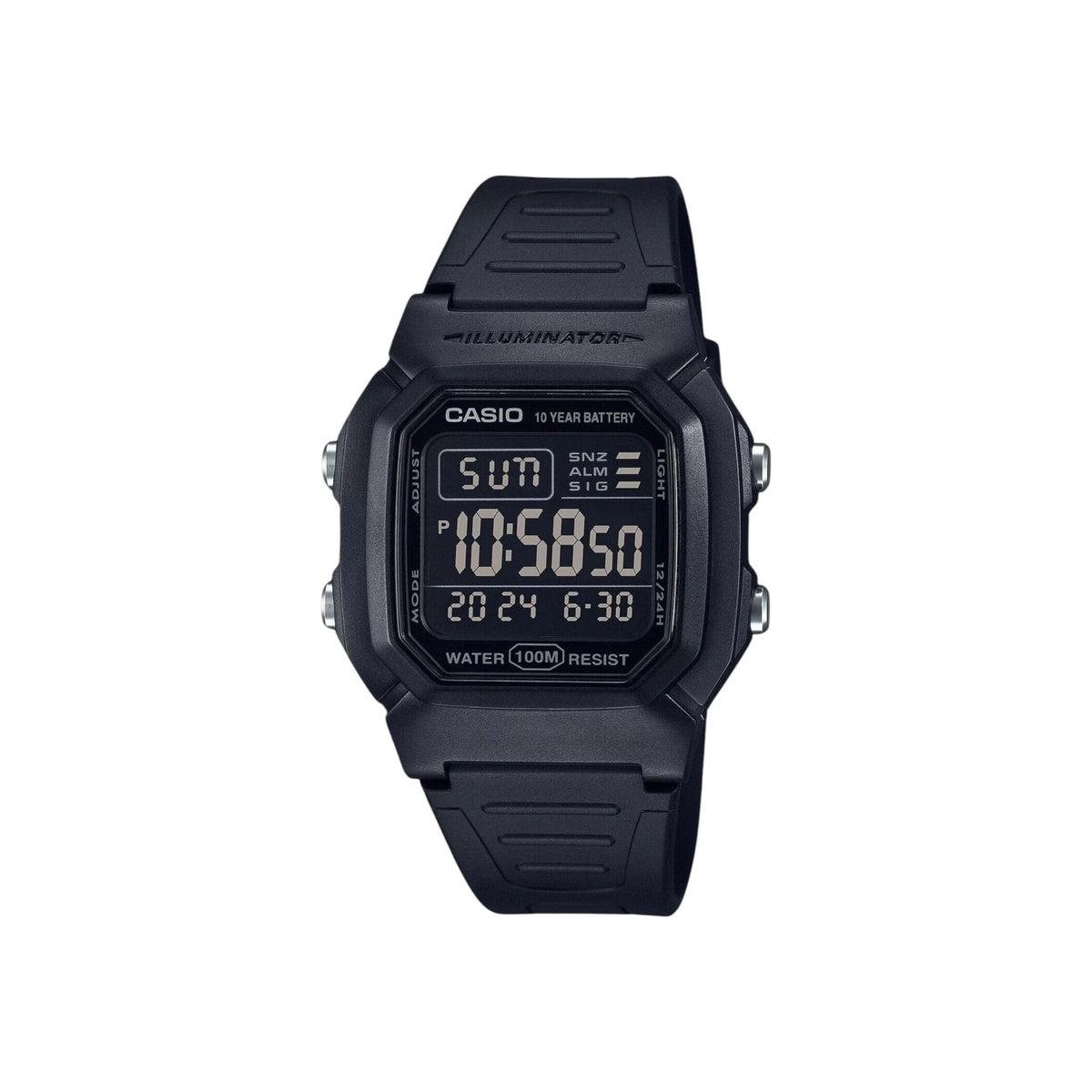 Casio W800H-1B Black Band Unisex Adult Digital Watch, Black Dial,…