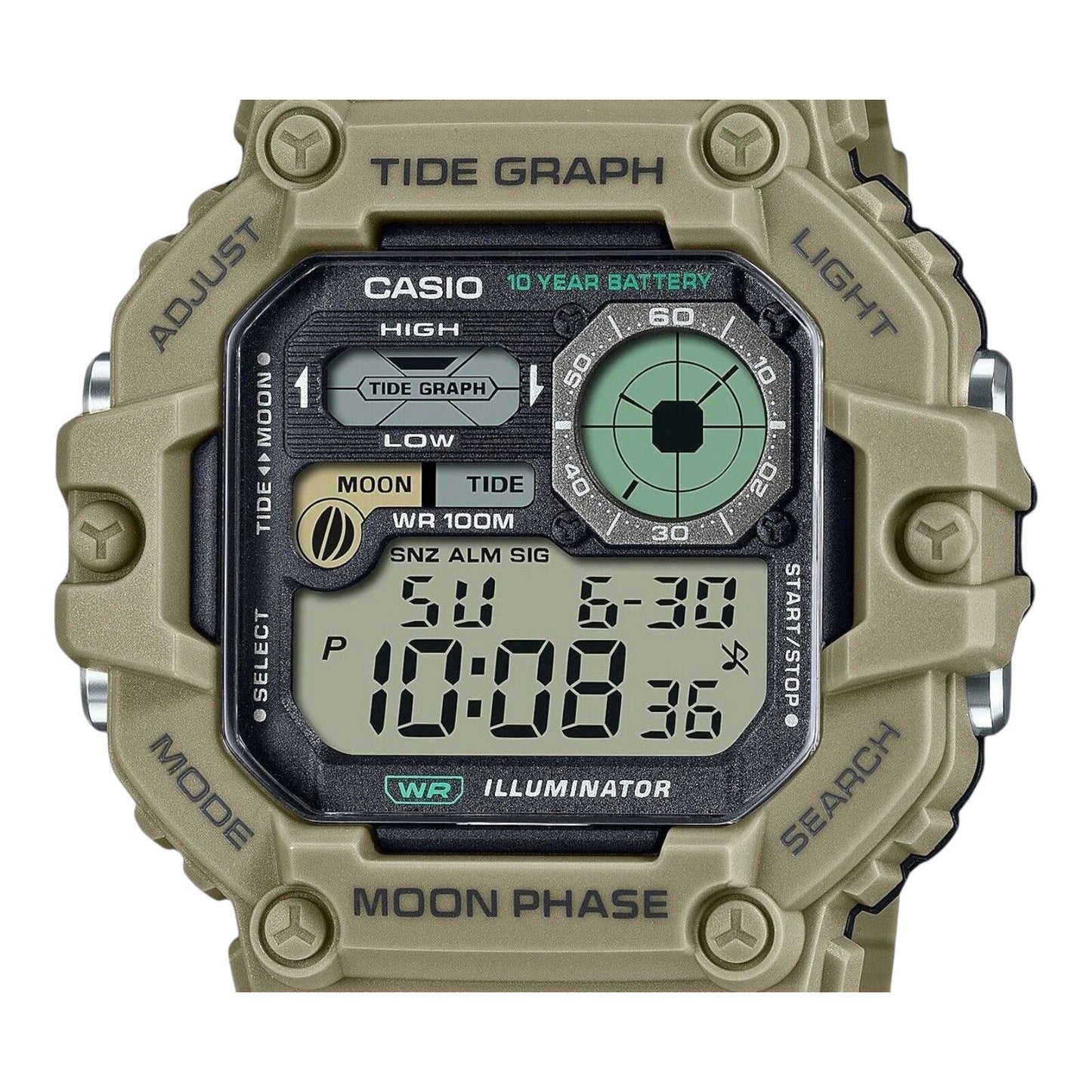 Casio WS-1700H-5AV Digital Tide Graph Moon Data 100M Water Resistant Watch