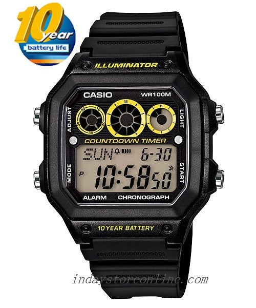 Casio AE-1300WH-8A Unisex Black Digital Watch with Black Band