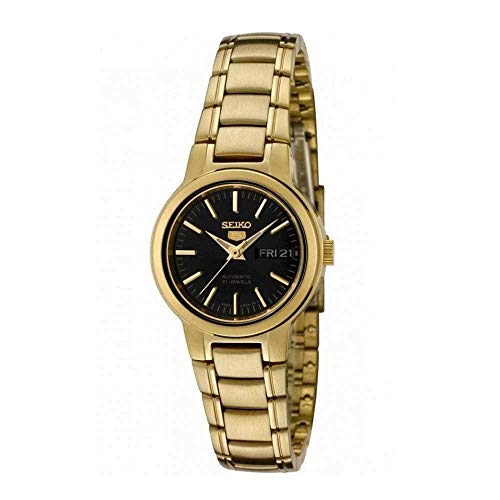 Seiko 5 Automatic Black Dial Gold-tone Ladies Watch SYMK22