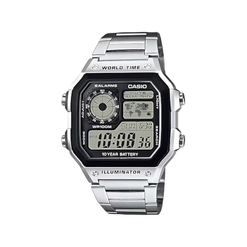 Casio Men's AE1200WHD-1AV Silver Stainless-Steel Quartz Watch with…
