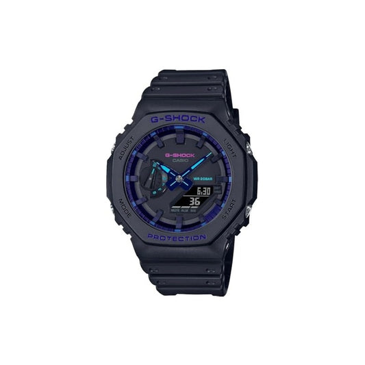 G-SHOCK Men's GA2100VB-1A Analog-Digital Watch, Black / Blue Violet
