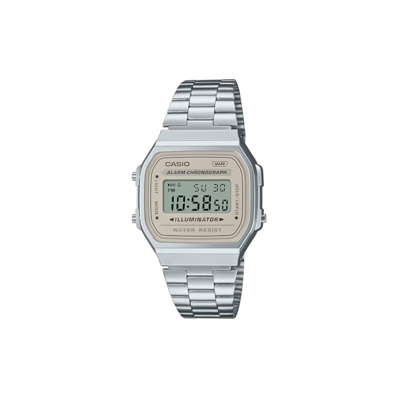 Casio A168WA-8A W Digital Silver Strap Unisex Adult Watch, Cream…
