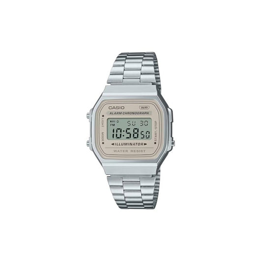 Casio A168WA-8A W Digital Silver Strap Unisex Adult Watch, Cream…