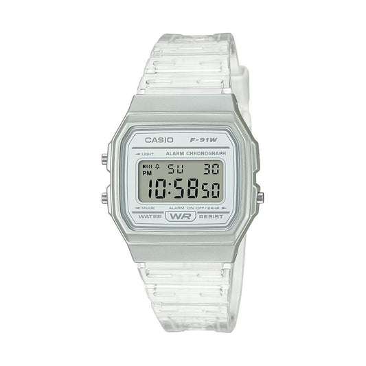 Casio Unisex F91W-1 Classic Resin Strap Digital Sport Watch Clear