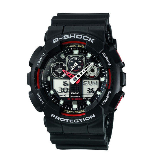 G-SHOCK Men's GA100-1A4 Analog-Digital Watch, Black / Red