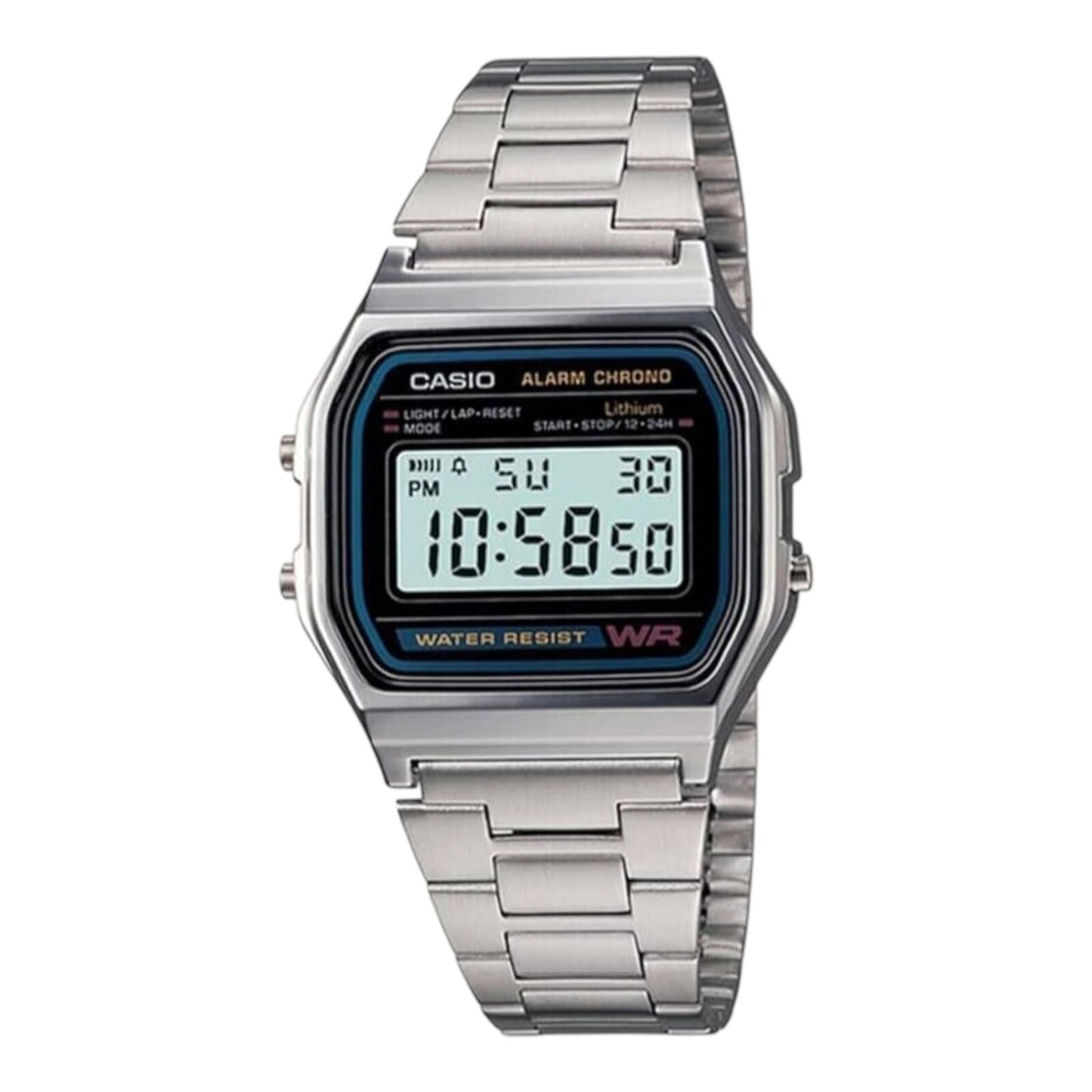 Casio A158WA-1 Unisex Watch With Stainless Steel Band Alarm AU Stock A158WA-1DF
