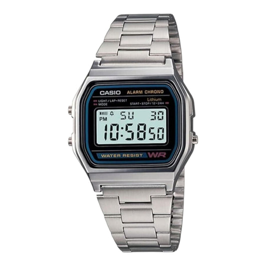 Casio A158WA-1 Unisex Watch With Stainless Steel Band Alarm AU Stock A158WA-1DF