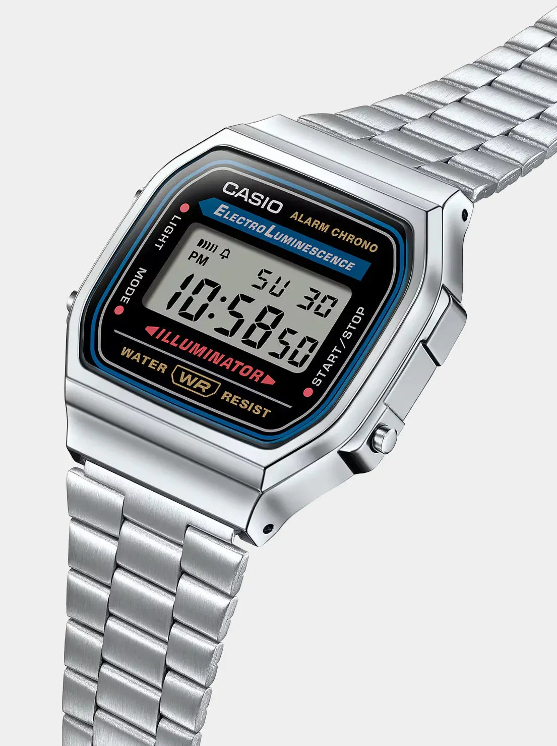 Casio Men’s A168WA-1 Unisex Watch With Stainless Steel Band Daily Alarm AU Stock