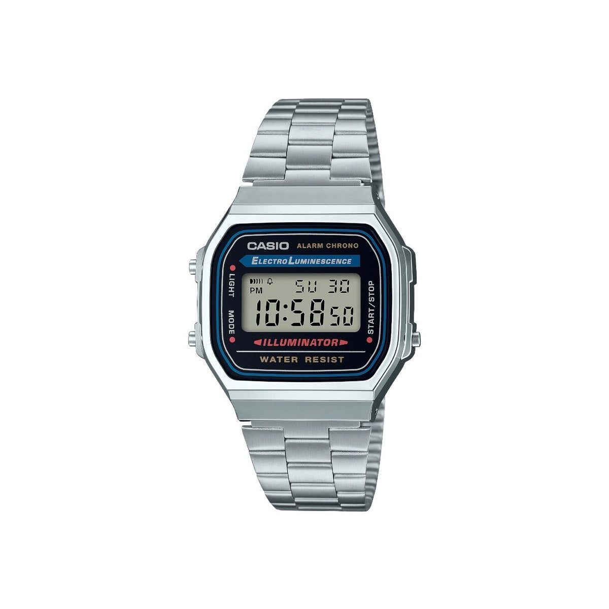 CASIO A168WA-1W Unisex Black Digital Watch with Silver Band...