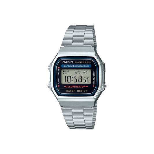 CASIO A168WA-1W Unisex Black Digital Watch with Silver Band...