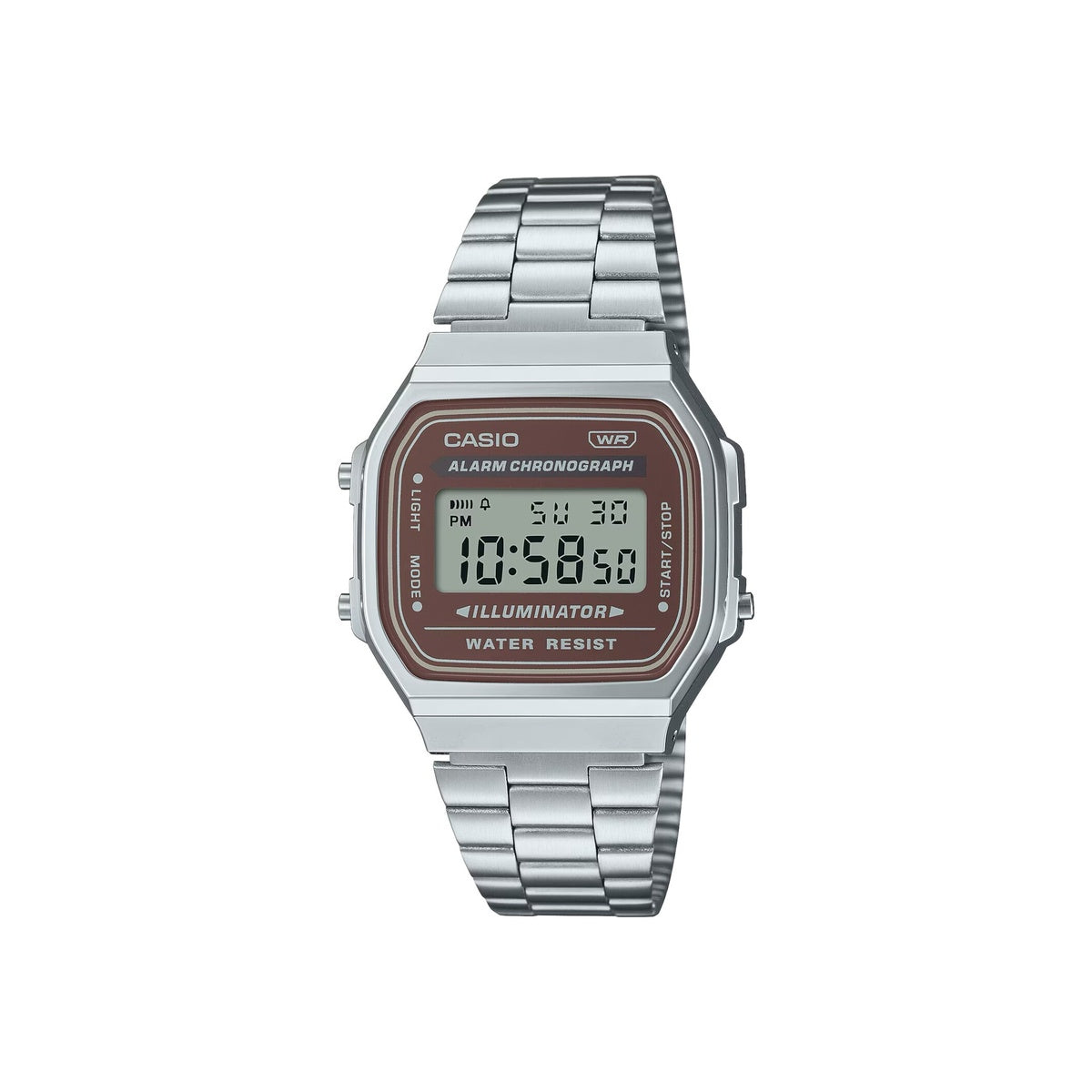 Casio A168WA-5A W Digital Silver Strap Unisex Adult Watch, Brown…