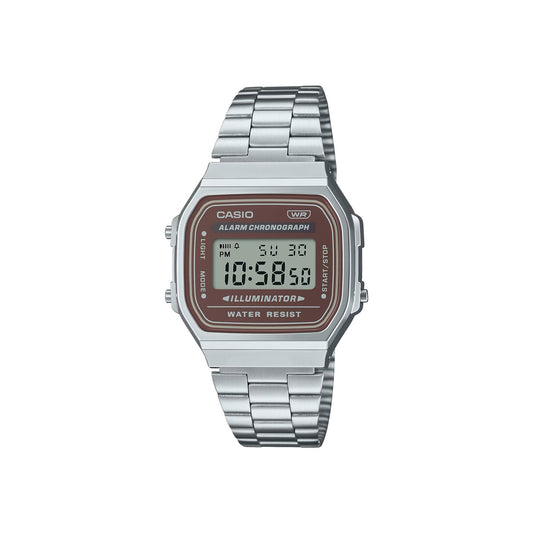 Casio A168WA-5A W Digital Silver Strap Unisex Adult Watch, Brown…
