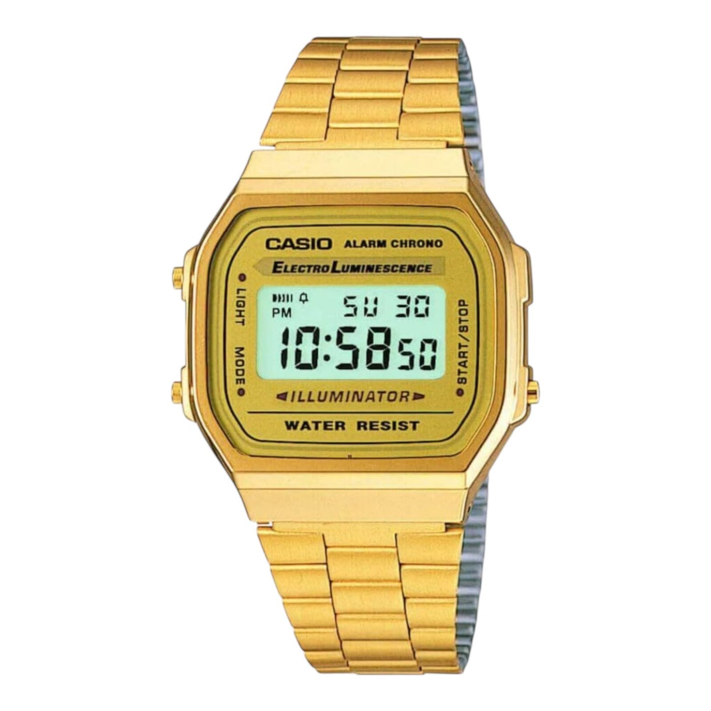 Casio Vintage A168WG-9WDF Illuminator Unisex Gold Digital Alarm Watch A168WG9W