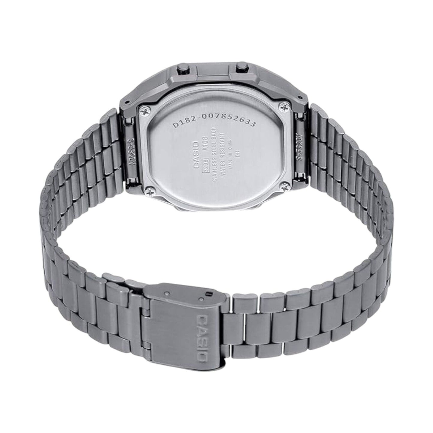 Casio A168WGG-1B Vintage Black Digital Gray Ion Plated Band Unisex Fashion Watch