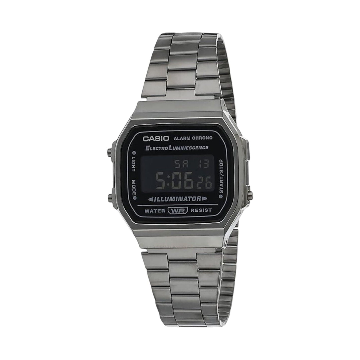 Casio A168WGG-1B Vintage Black Digital Gray Ion Plated Band Unisex Fashion Watch
