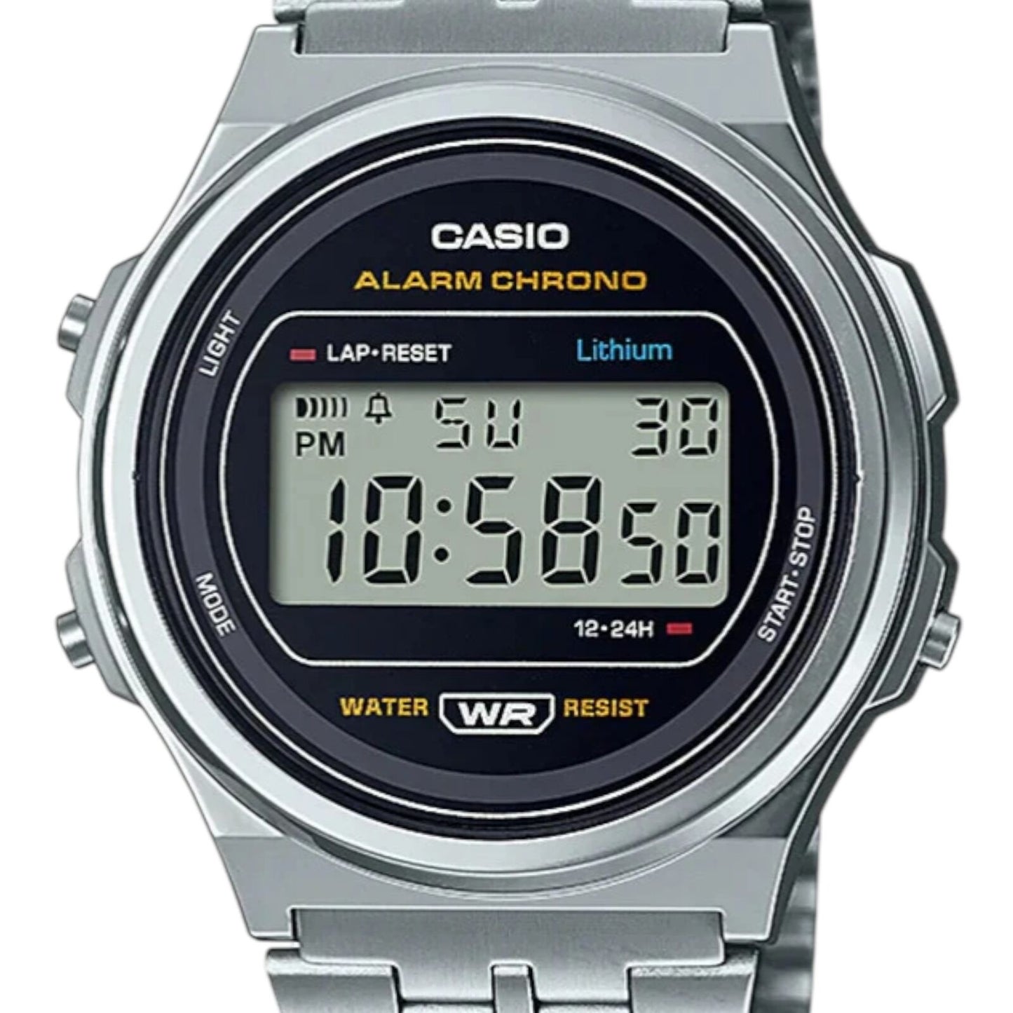 Casio A171WE-1A Unisex Digital Watch Stainless Steel Retro Alarm LED